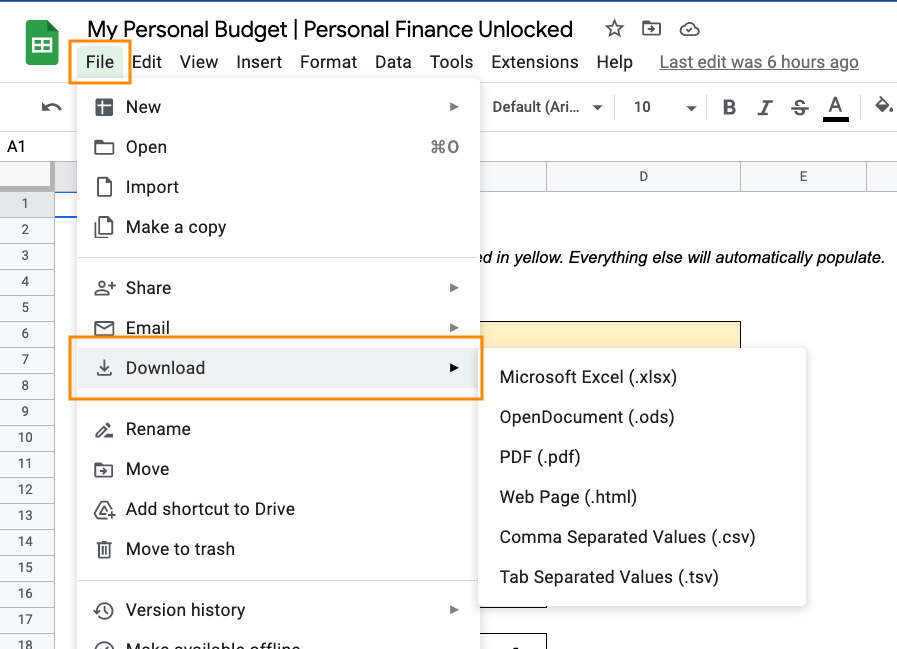 Downloading a Google Spreadsheet